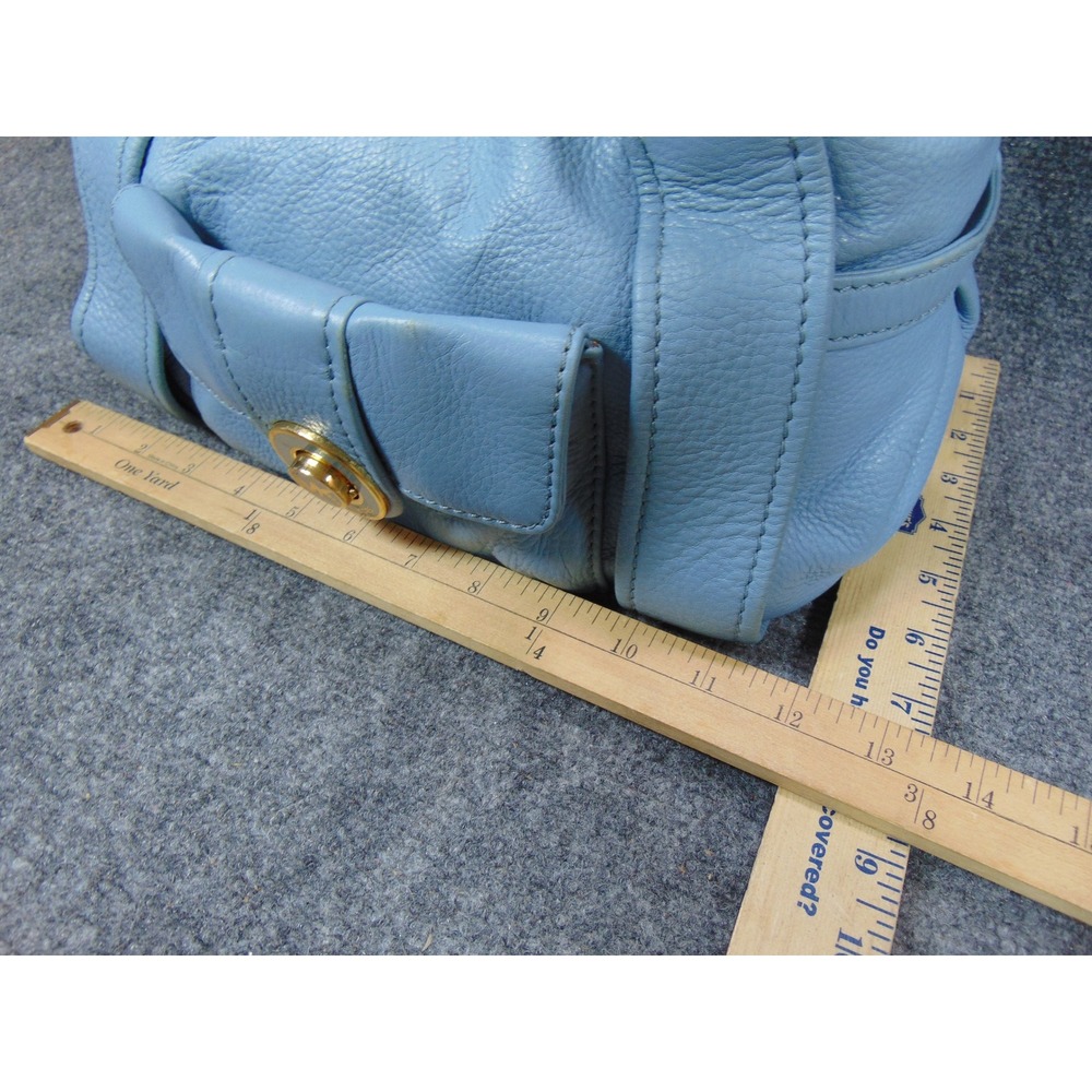 Michael Kors Purse Light Blue Bedford Leather Shoulder Bag Gold Tone Hardware - Picture 3 of 16